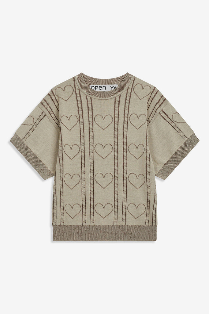 HEART&CABLE CREWNECK KNIT - WORKSOUT WORLDWIDE