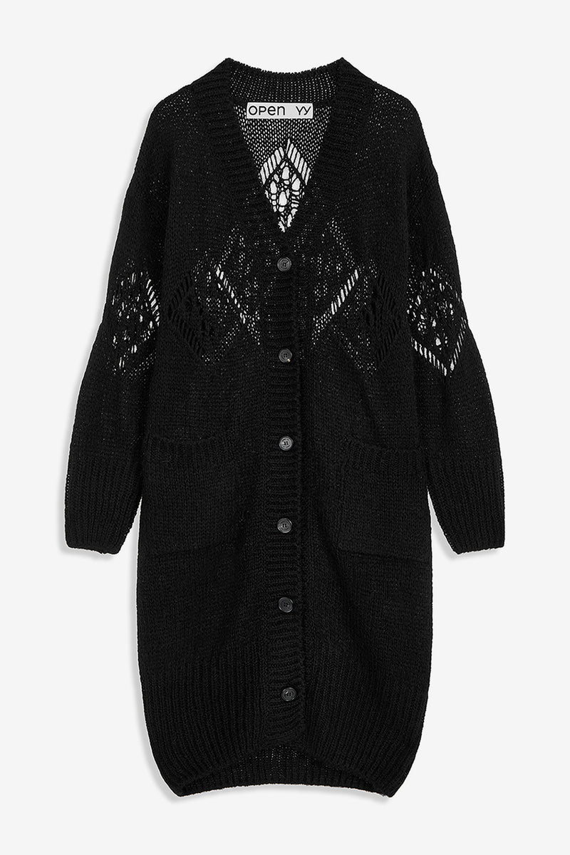 ALPACA ARGYLE POINTELLE LONG CARDIGAN | WORKSOUT WORLDWIDE