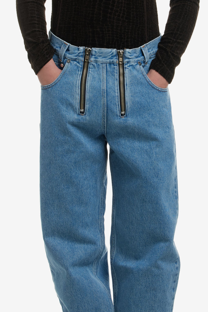 DENIM TROUSERS WITH DOUBLE ZIP - WORKSOUT WORLDWIDE