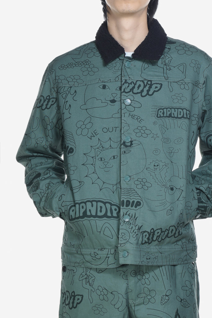 SCRIBBLE BUTTON UP JACKET - WORKSOUT WORLDWIDE