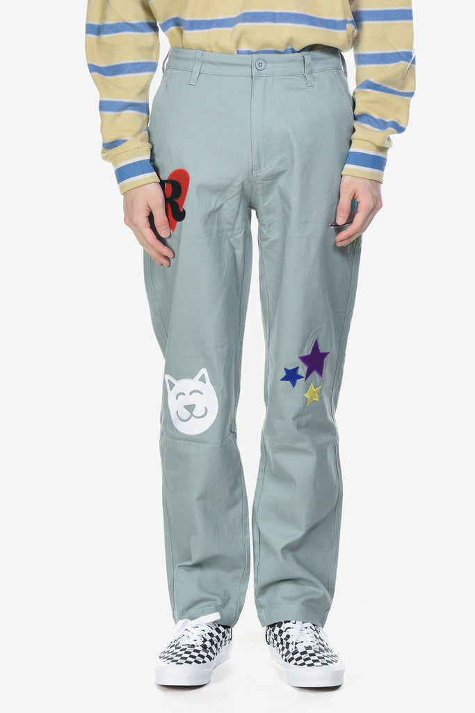 PLAY DATE COTTON TWILL EMBROIDERED ART PANTS - WORKSOUT WORLDWIDE