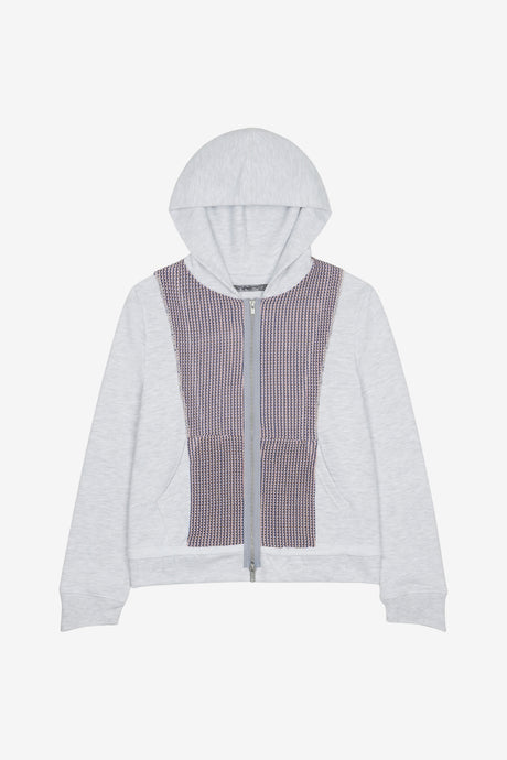 FABRIC BLOCK HOODED ZIP-UP