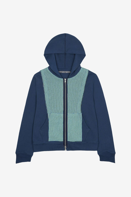 FABRIC BLOCK HOODED ZIP-UP