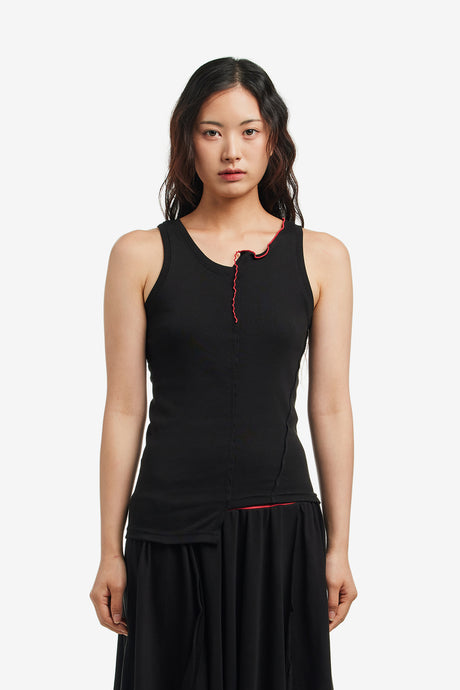 ASYMMETRIC PANEL SLEEVELESS TOP