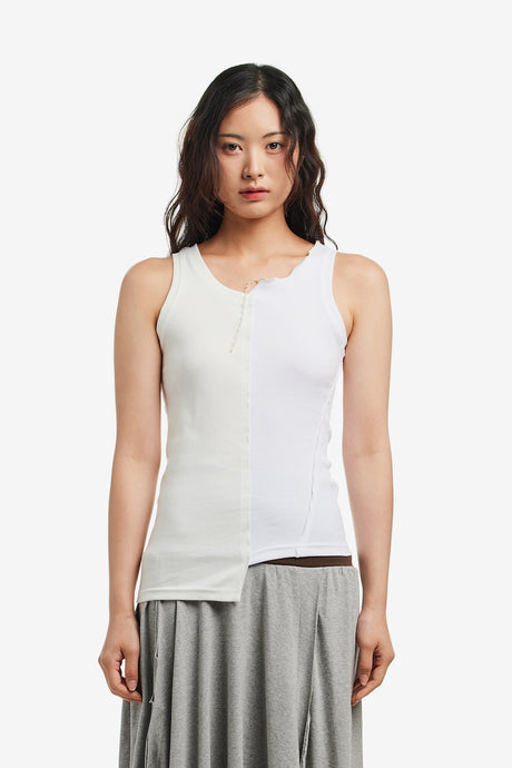 ASYMMETRIC PANEL SLEEVELESS TOP
