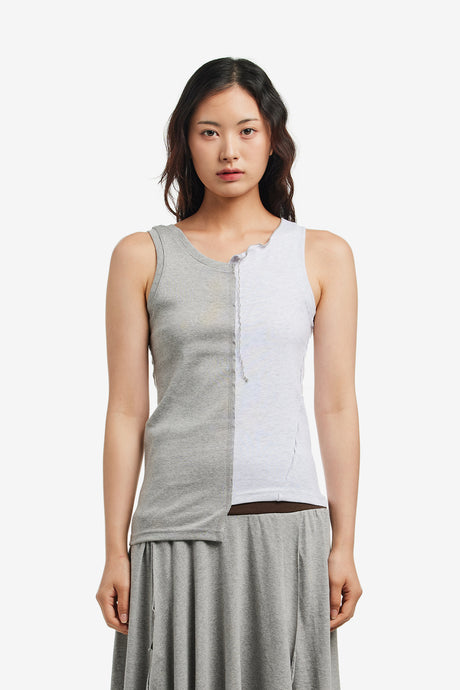 ASYMMETRIC PANEL SLEEVELESS TOP
