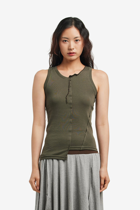 ASYMMETRIC PANEL SLEEVELESS TOP