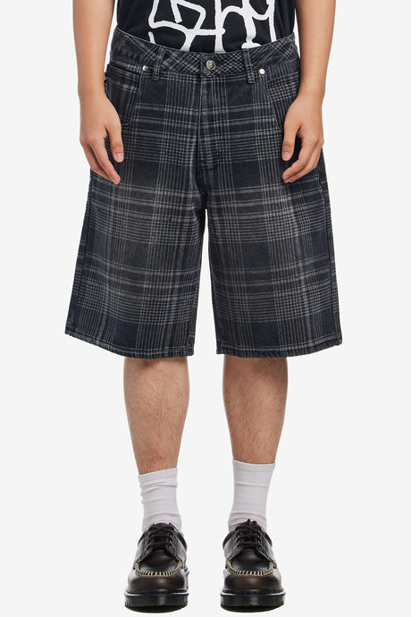 PLAID STAR JEAN SHORTS