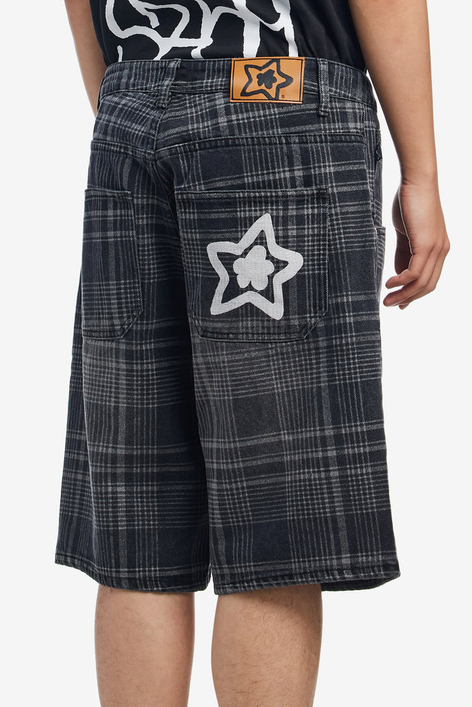 PLAID STAR JEAN SHORTS - WORKSOUT WORLDWIDE