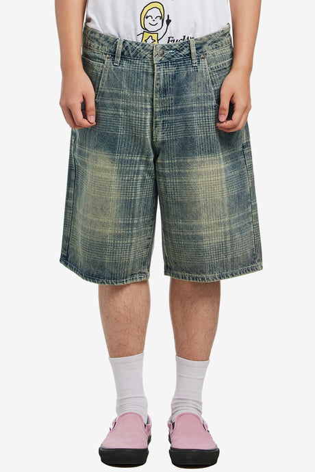 PLAID STAR JEAN SHORTS