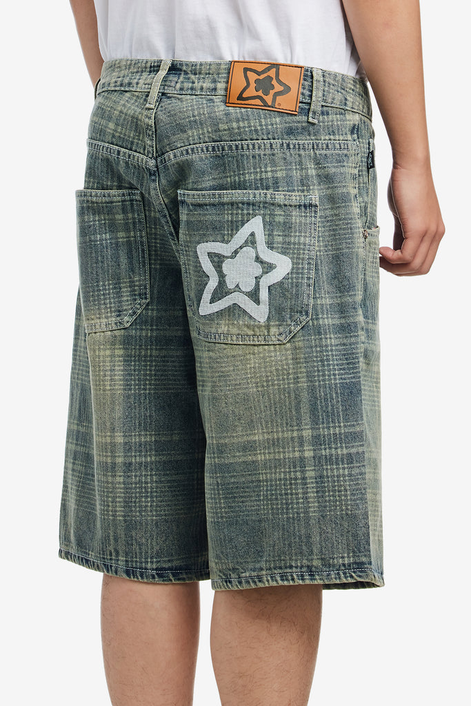 PLAID STAR JEAN SHORTS - WORKSOUT WORLDWIDE