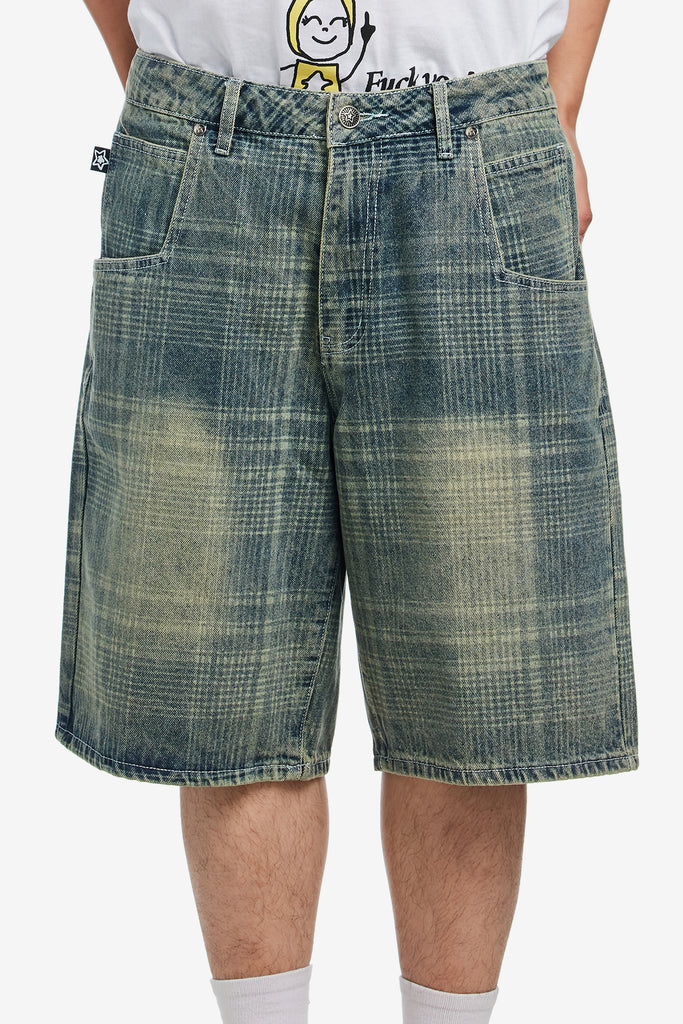PLAID STAR JEAN SHORTS - WORKSOUT WORLDWIDE