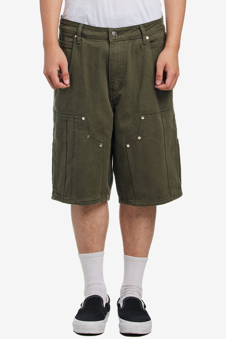 DOUBLE KNEE SEAM JEAN SHORTS