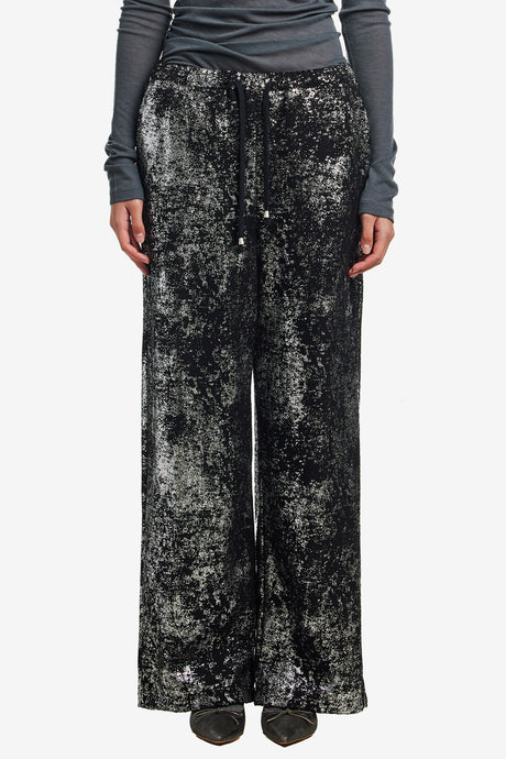 SILVER FOILED EFFORTLESS PANTS