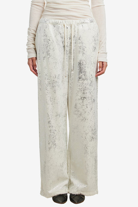 SILVER FOILED EFFORTLESS PANTS