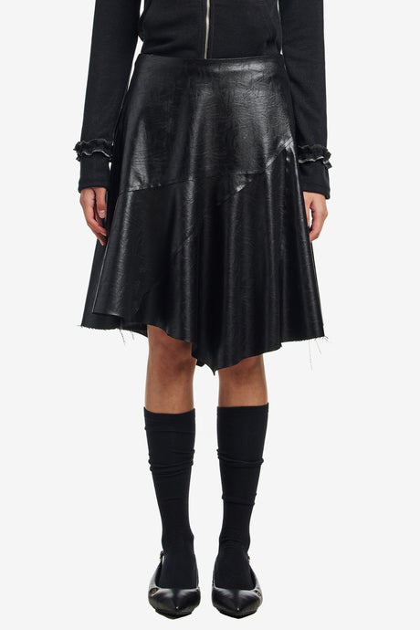 ASYMMETRIC FAUX LEATHER SKIRT