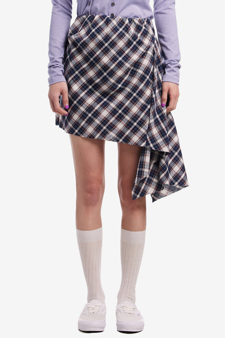 TARTAN CHECK ASYMMETRIC SKIRT