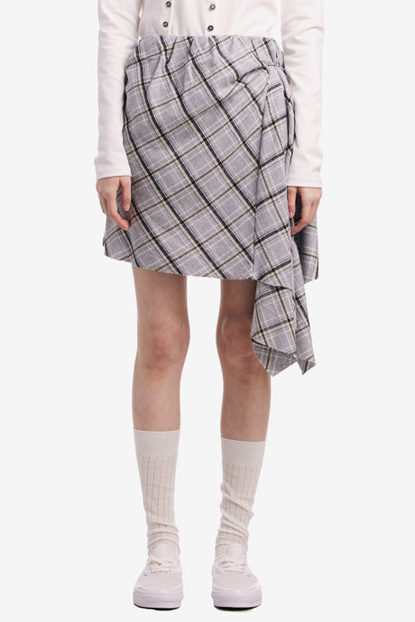 TARTAN CHECK ASYMMETRIC SKIRT