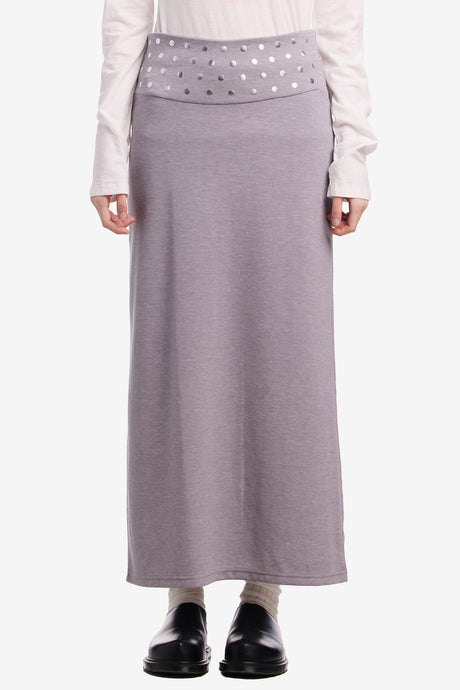STUDDED WAIST MAXI SKIRT