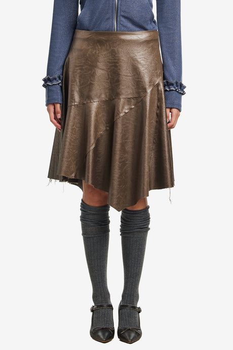 ASYMMETRIC FAUX LEATHER SKIRT