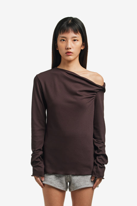 RIBBED ONE-SHOULDER TOP