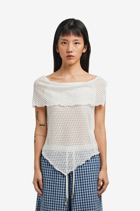 PUNCHED LACE OFF-SHOULDER TOP