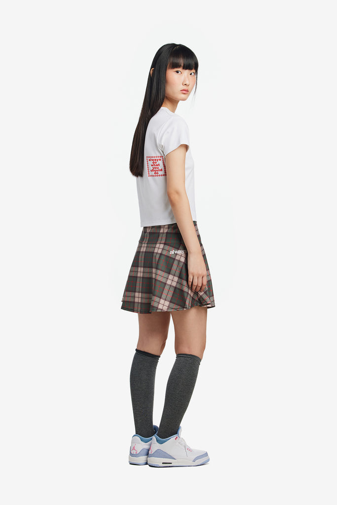 PLAID HE@RT LOGO SKORT - WORKSOUT WORLDWIDE