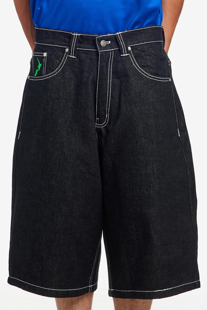 BACK POCKET PRINT DENIM SHORTS - WORKSOUT WORLDWIDE