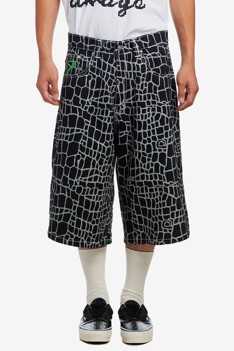 CROC PRINT DENIM SHORT