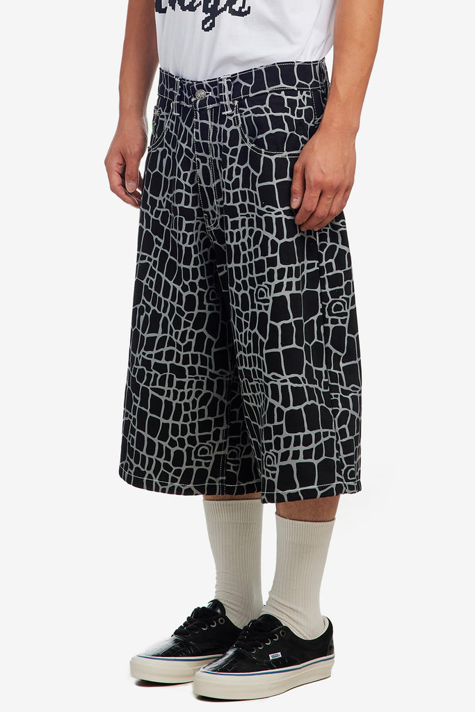 CROC PRINT DENIM SHORT - WORKSOUT WORLDWIDE