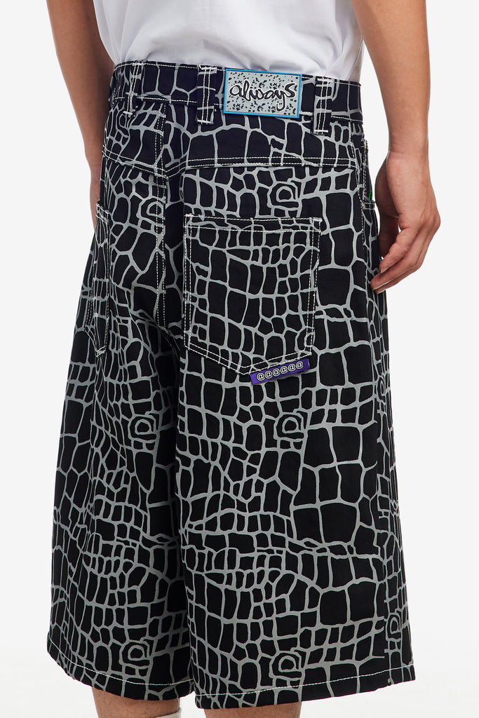 CROC PRINT DENIM SHORT - WORKSOUT WORLDWIDE
