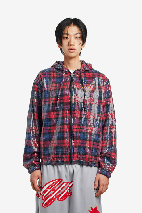 HOODED SPANGLE FLANNEL JACKET