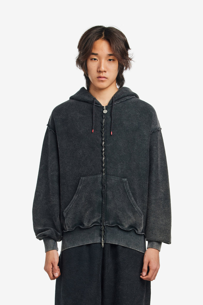 AGED REVERSO TEMPLE ZIP THROUGH HOODIE - WORKSOUT WORLDWIDE