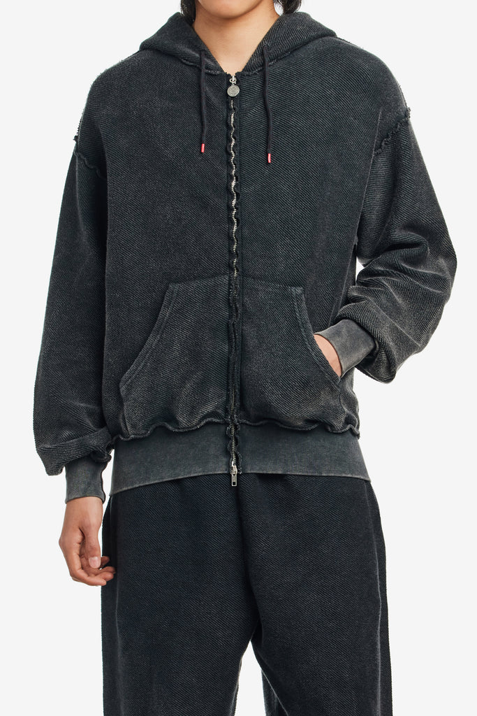 AGED REVERSO TEMPLE ZIP THROUGH HOODIE - WORKSOUT WORLDWIDE