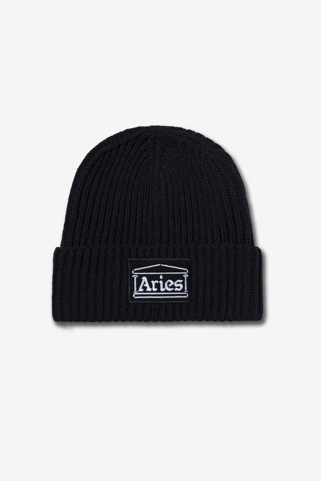 TEMPLE PATCH RIB KNIT BEANIE