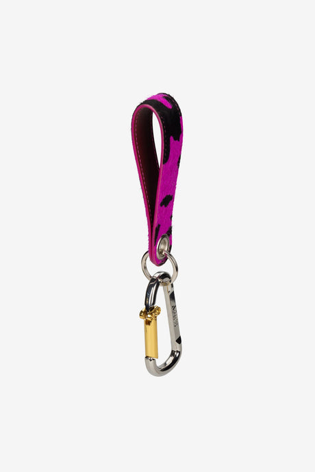 COLUMN CARABINER COW PRINT PONY KEYCHAIN