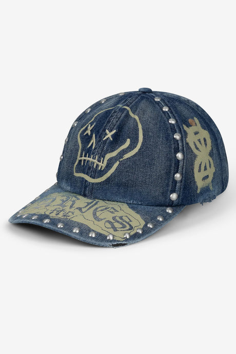 STUDDED MEGA GRAPHIC DENIM CAP