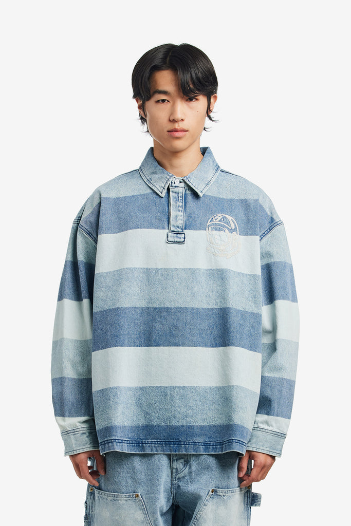 SCRIPT DENIM RUGBY SHIRT - WORKSOUT WORLDWIDE