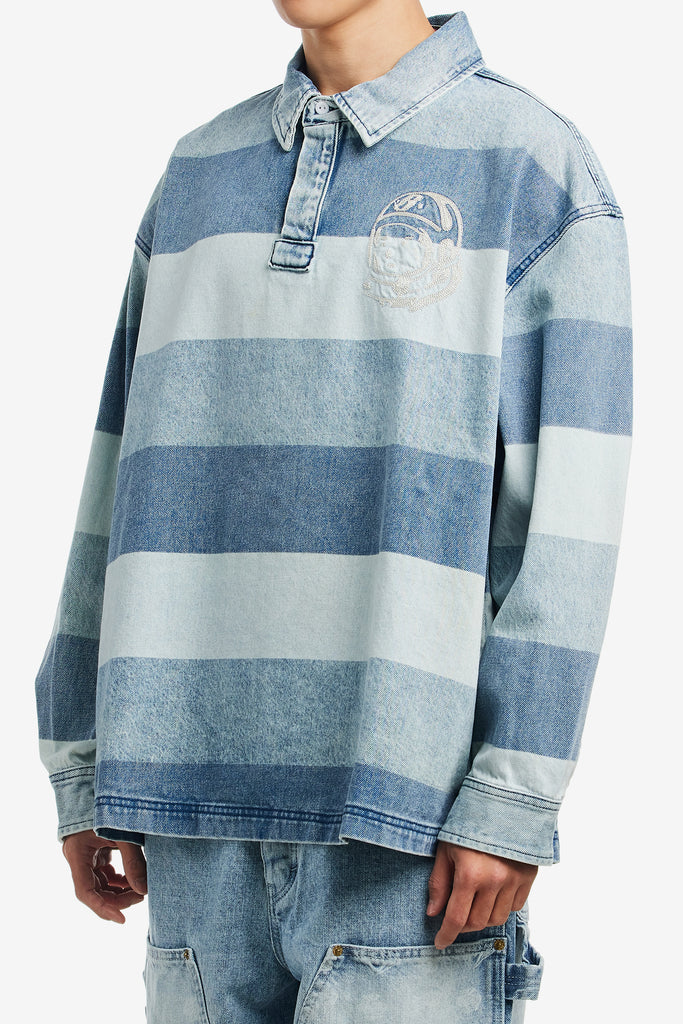 SCRIPT DENIM RUGBY SHIRT - WORKSOUT WORLDWIDE
