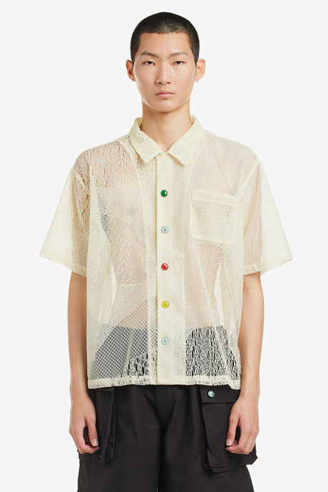 ENGINEERED MESH SHORT SLEEVE BUTTON UP