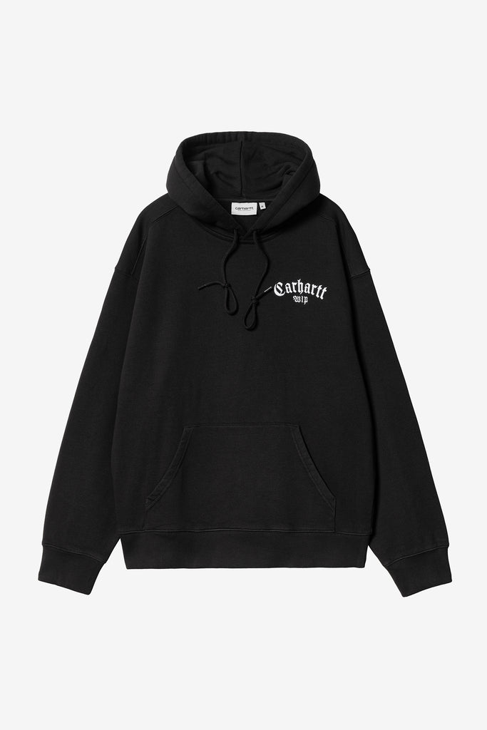 HOODED ONYX SCRIPT SWEATSHIRT - WORKSOUT WORLDWIDE