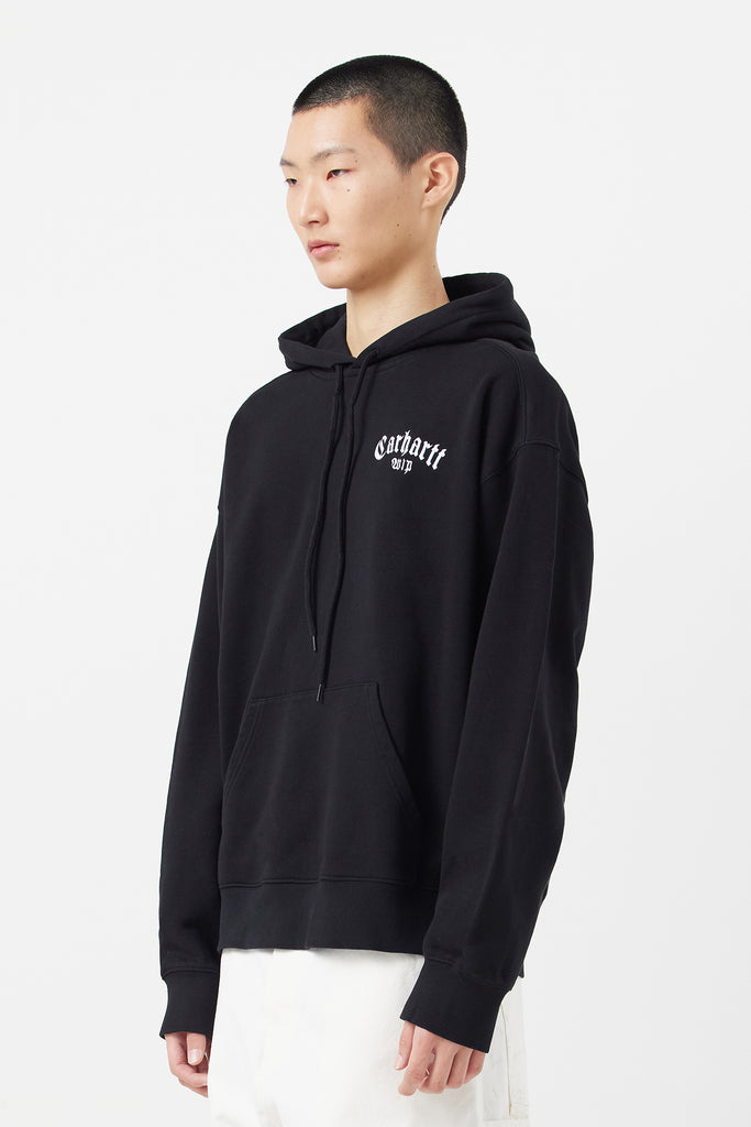 HOODED ONYX SCRIPT SWEATSHIRT - WORKSOUT WORLDWIDE