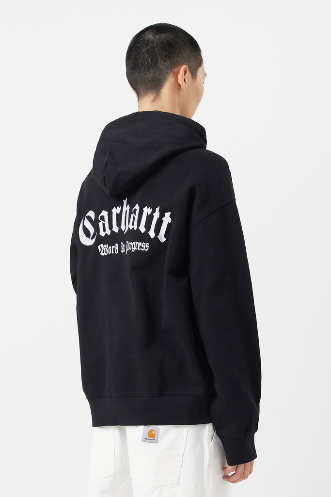 HOODED ONYX SCRIPT SWEATSHIRT - WORKSOUT WORLDWIDE