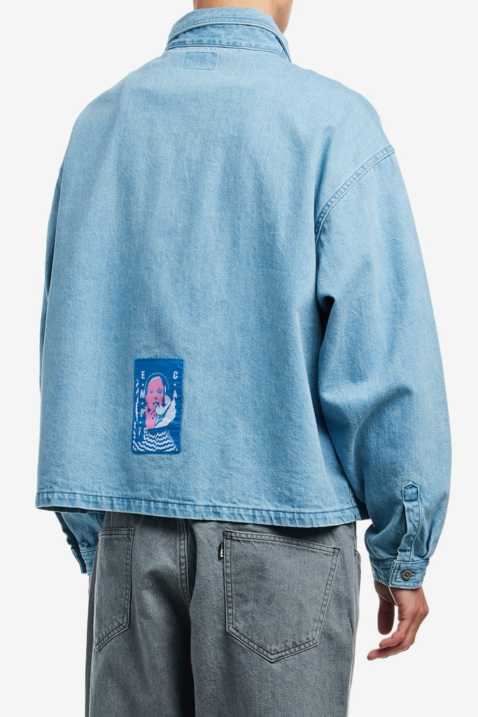 WASHED DENIM SHORT SHIRT JACKET - WORKSOUT WORLDWIDE