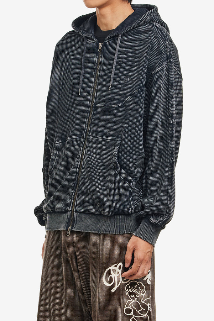 PREMIUM WAFFLE ZIP HOODIE - WORKSOUT WORLDWIDE
