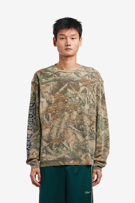 SCRIPT SLEEVE WAFFLE TOP
