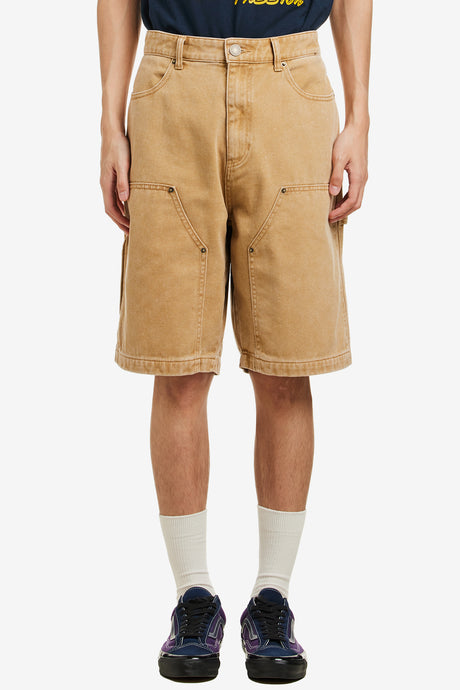 PIGMENT DYING DOUBLE KNEE SHORTS