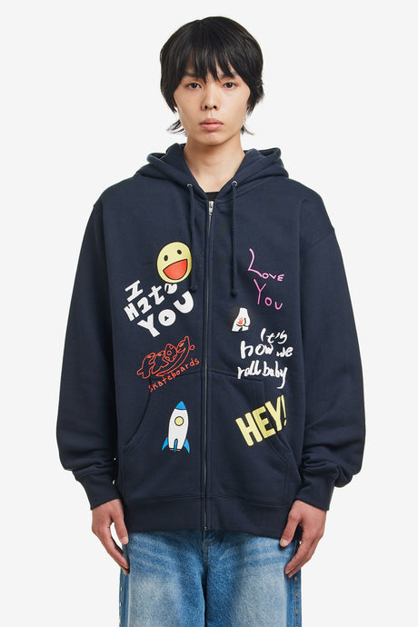 LOVE/HATE ZIP HOOD