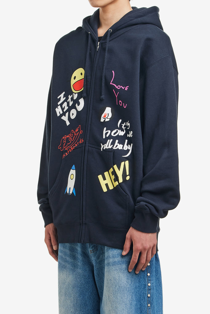 LOVE/HATE ZIP HOOD - WORKSOUT WORLDWIDE