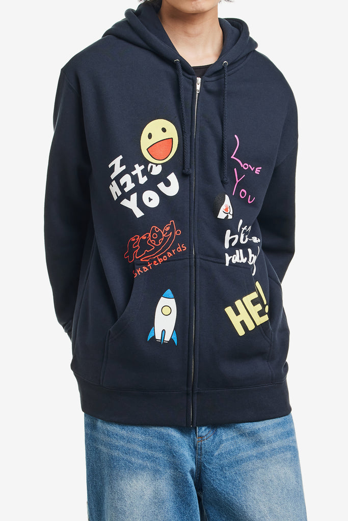 LOVE/HATE ZIP HOOD - WORKSOUT WORLDWIDE